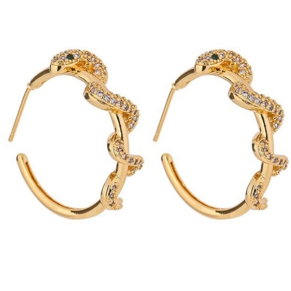 💚18K gold plated twisted snake earrings - Picture 6 of 6